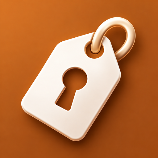 The Tag Lock icon: a white clothing tag with a keyhole cut out, on copper
